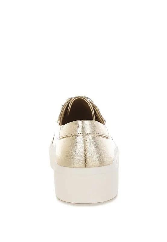 Cincinati Metallic Pleather Chunky Sneakers for Comfort - Love Salve